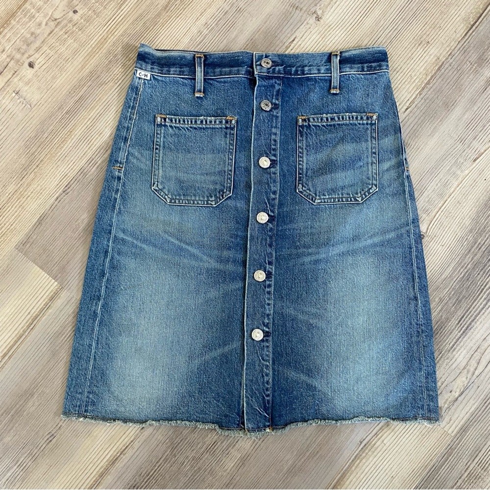Citizens of Humanity Premium Vintage button front denim knee length skirt sz 27